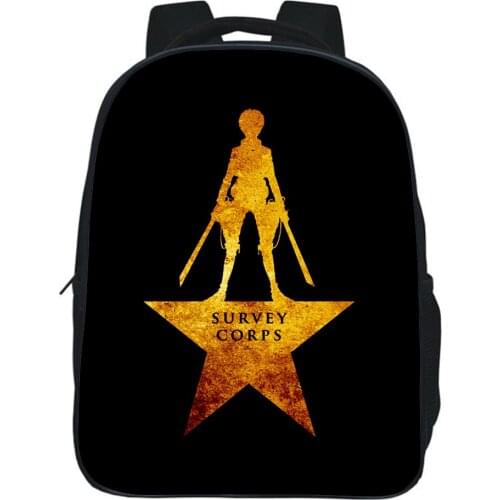 12 Inches Attack On Titan School Bag Support Customization 3D Anime Backpack Children Knapsack Boy Girl Small Bookbag Mochila