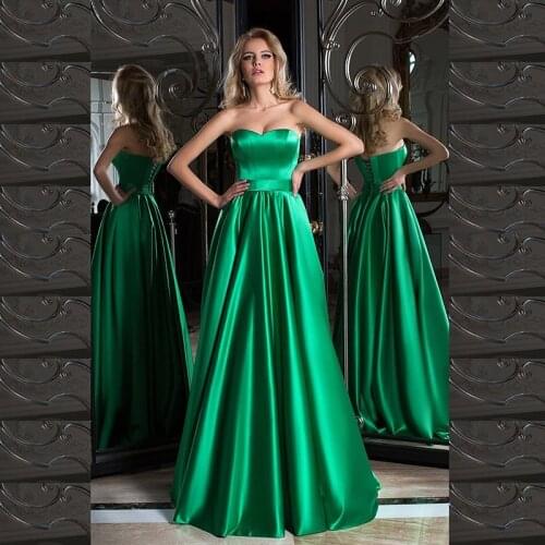 Modern Simple A Line Green Long Evening Dresses Sweetheart Lace Up Back Wedding Party Gowns Floor Length Cheap On Sale 2021