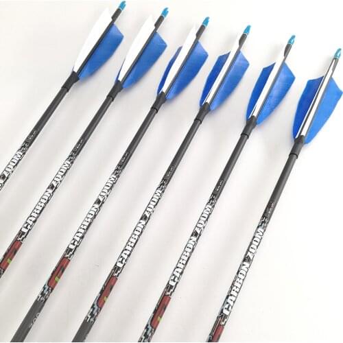 Spine 400-1100 Archery Carbon Shaft Turkey Vanes Points Nock for Recurve Bow Compound Recurve Bow Traditional Bow Hunting Arrows
