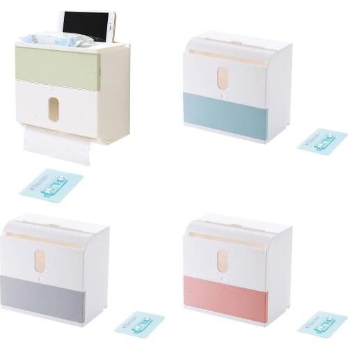 Large Capacity Wall Mounted Tissue Holder Paper Case Adhesive Paper Holder Facial Tissue Organizer Tissues Dispenser Box