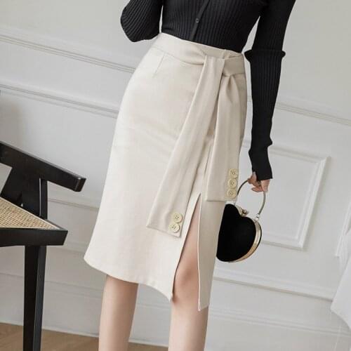 Stretch high waist bag hips skirt women mid-length slim split skirt wedding ceremony festive long skirts office lady clothes