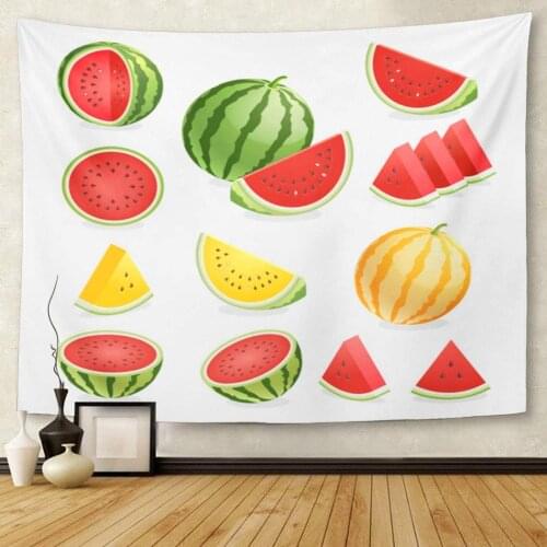 Green Cantaloupe Watermelon Orange Cartoon Color Cut Dessert Diet Tapestry Wall Hanging for Living Room Bedroom Dorm 50x60 inche