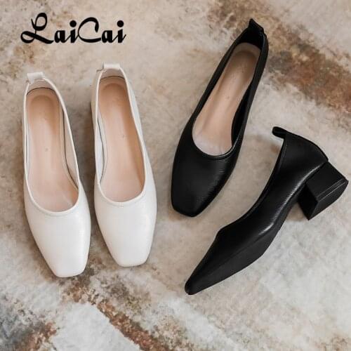 Korean Style Glove Shoes Womens Chunky Heel 2021 New Kitten Heels Womens Pumps Thin Shoes Casual Soft Low-Cut Womens Shoes