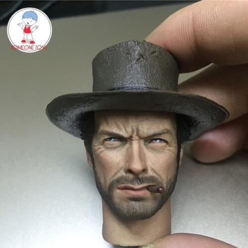 1/6 Scale Clint Eastwood Cowboy Head Sculpt With hat Cigar Model for 12 Inches Male Action Figures