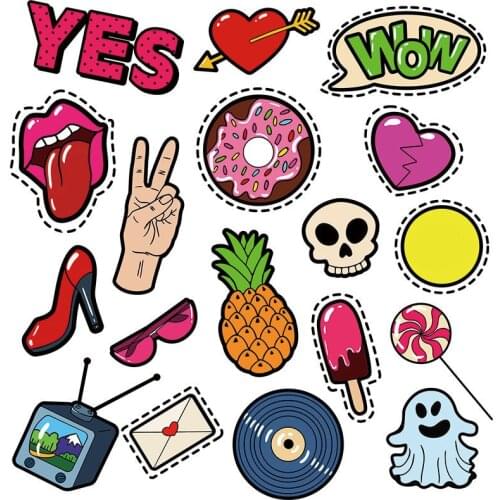 1 heat transfer vinyl punk skull English letter patch of combination sticker iron on clothes can be cut for kids