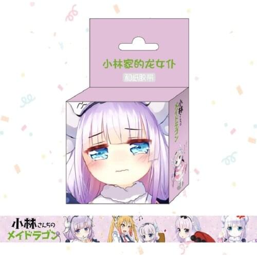 10pcs/lot 1.5cm*5m Anime Miss Kobayashis Dragon Maid Cartoon Washi Tape Adhesive Sticker Label Masking Tape toy gift