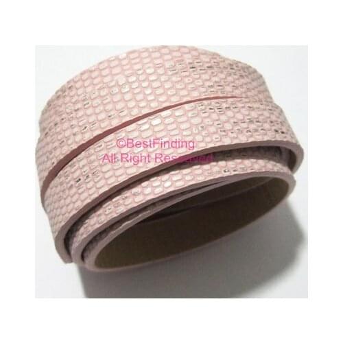 10x2mm Slight glitter Stereo leather cord 10mm Pink Flat leather cord