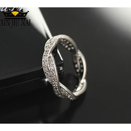 2 Colors Romad Fashion Braided Pave Ring Rose Gold with Clear CZ Authentic Twist Of Fate Stackable Twisted Ring Jewelry anillos