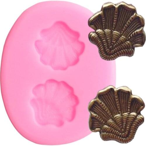 2 Shells Cake Border Silicone Mould Cupcake Topper Fondant Cake Decorating Tools Party DIY Candy Polymer Clay Chocolate Mold
