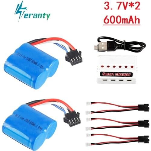 3.7V 600mAh 18350 Li-ion Battery and Charger For UDI R/C UDI001 UDI011 Venom Speed Boat 3.7V SM-4P Replacement Battery