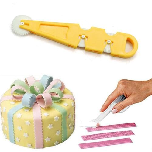 3 Wheel Fondant Embosser Cutter Cake Decorating Tool Making Wheel Embosser Cutter Tool Pastry Round Pad Lace Cutter Knife Baking