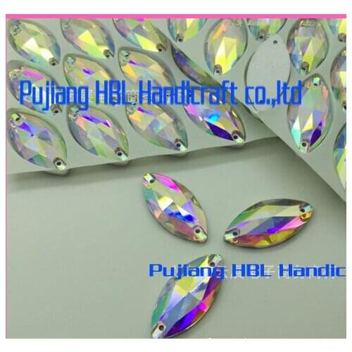 6x12mm 72pcs Crystal Clear AB Sew On Resin Stones Flat Back Sew On Teardrop Horse Eyes Beads For Wedding Dresses