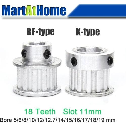 Aluminum Timing Pulley XL18 18T 18-Teeth Slot Width 11mm BF-type/K-type Boss 22mm/25mm/30mm Bore 5~17mm for 3D Printer