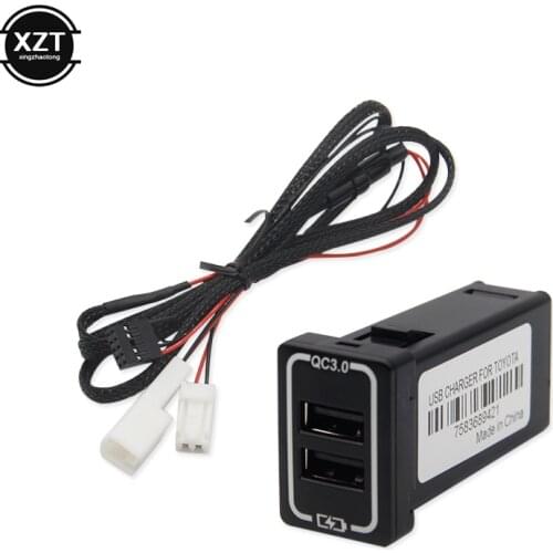 New QC3.0 Quickcharge Car Charger Dual USB Phone PDA DVR Adapter Plug & Play Cable For Toyota series Cars