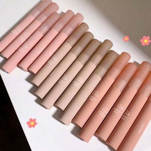 Long Lasting Lipstick Women Red Lip Tint Beauty Cosmetic Chestnut Velvet Matte Liquid Lipstick Waterproof Lip Gloss TSLM1