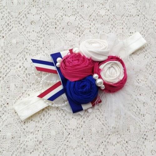 Free Shipping Dupioni Silk Roll Flower Ivory Ostrich Feather Headband Kids Hair Accessories