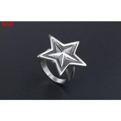 Big five-pointed star ring Korean version of titanium steel jewelry ring