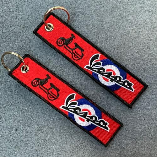 2PCS/Lot Motorcycle Embroidery Keychain Key Ring Key chain For Piaggio Vespa Primavera 150 SPRINT 150 GTS 300 ie LXV 125