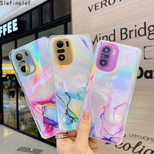 Laser Aurora Watercolor Phone Case For Xiaomi Mi 11 Lite 11i 11X Redmi Note 10 10S 9 9S Pro POCO F3 M3 X3 NFC Clear Soft Cover
