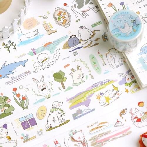 3cm wide Cute cartoon Forest ocean animal Masking Washi Tape Decorative Adhesive Tape Decora Diy Scrapbooking Sticker Label