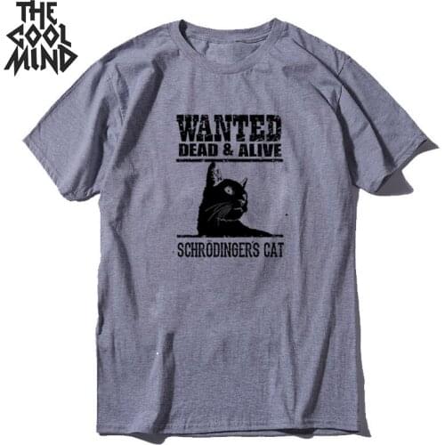 COOLMIND top quality 100% cotton funny schrodingers cat print men T shirt loose summer men tshirt o-neck t-shirt male men tees