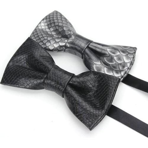 High Quality Classic PU pattern Leather Ties Butterfly Wedding Party Bowtie For Man Business Solid Fashion Bow Tie Gravatas