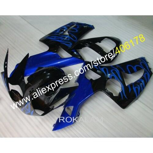 Customized Fairings 03 04 ZX-6R For Kawasaki Ninja ZX6R 2003 2004 Blue Flame Motorbike Bike Fairing Kit (Injection Molding)