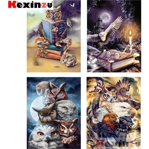 KEXINZU 5d Diamond Painting Full Drill Square Owl Diamond Embroidery Cross Stitch Animal Mosaic Sale Handmade Gift