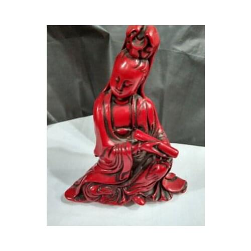 Chinese manual sculpture red coral goddess guanyin bodhisattva figure of Buddha