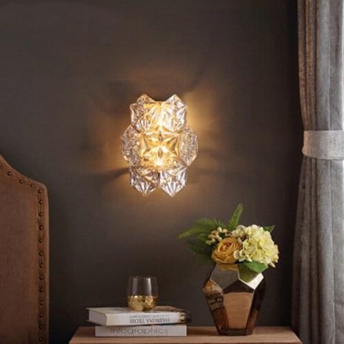 Creative All copper postmodern led light personality bedroom room bedside lamp corridor aisle lighting luxury crystal wall lamp