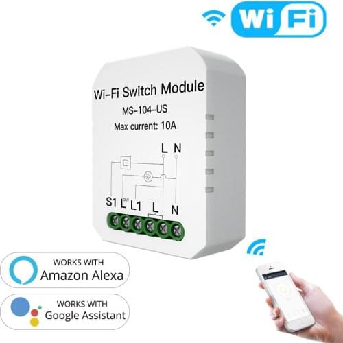 Mini WiFi Smart Light Switch Single Pole/3 Way 1 Gang Module Smart Life/Tuya App Work With Alexa And Google Home IFTTT