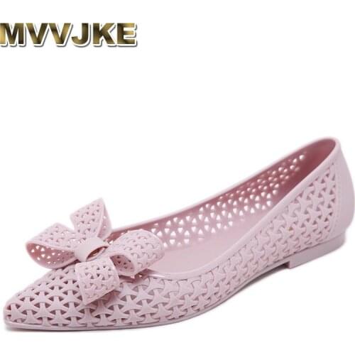 MVVJKE 2020 summer frozen shoes beach sand comfortable hollow out sandals flat heel pointed toe without lace women rain shoes