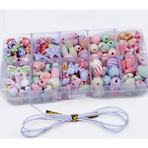 10 Grids 220Pcs/Set DIY Handmade Acrylic Loose Beads Toys Girl Weaving Bracelet Jewelry Making Toys Creative Children Gift