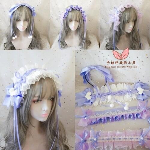 CAT And LOVE Letter Purple Blue Hair Band Lolita Hair Accessories Lolita KC Accessories BNT Flower Pill Small Things