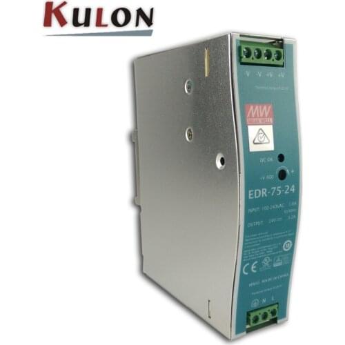 Single Phase AC/DC 12V 24V 48V Original Meanwell EDR-75 Industrial DIN Rail Power Supply