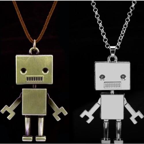 Men Children Accessory Cute Alloy Robot Necklace Creative Jewelry Necklaces Pendants kids Adults Birthday Present