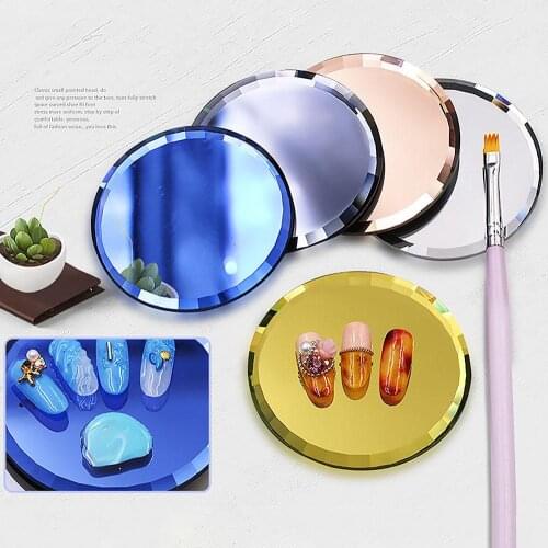 Nail Art Color Palette False Tips Mirror Glass Display Board DIY Manicure Equipment Tool joyero madera estuche para anillos