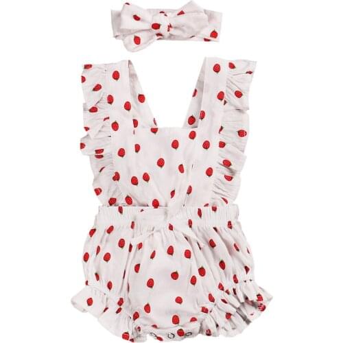 0-24m Newborn Baby Girls Ruffles Romper Backless Flower Sunsuit Jumpsuits With Bowknot Print Headband 2pcs Clothing