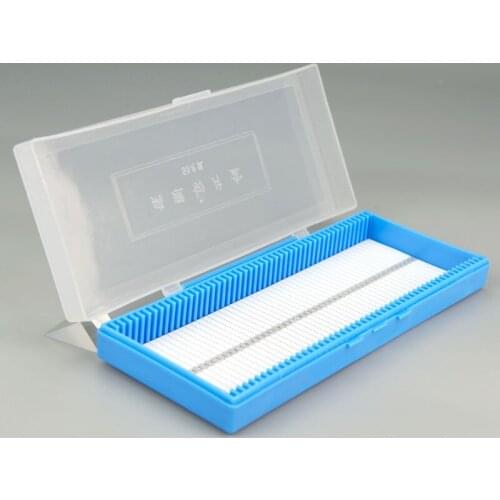Portable Lab ABS Plastic Microscope Slides Holder Dispenser Box 50pcs Slides Storage Case 2PCS