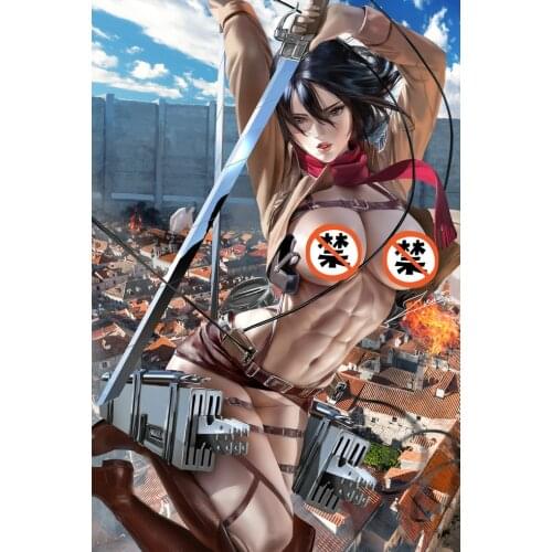 Print silk or canvas Attack on Titan Mikasa art poster 16x24 24x36 inch custom living room bedroom hanging picture
