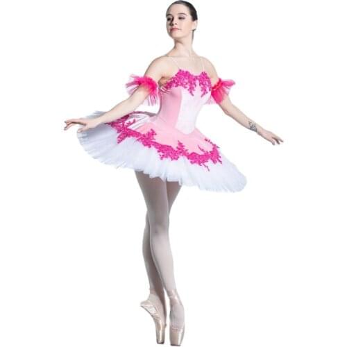 Stunning New Pre-professional Ballet Tutu for Girl & Women Pink Velvet Bodice With Rose Red Applique Ballerina Tutu
