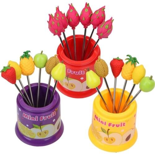 Fruit Pattern Fruit Fork Snack Cake Dessert Food Fork Stainless Steel 6Pcs/Set Kitchen Accessories Creative Party Decoration