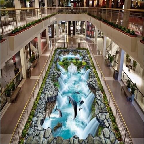 Beibehang Custom self-adhesive 3D wallpaper HD live aquatic suspension mountain Dolphin 3D outdoor floor to paint 3d flooring
