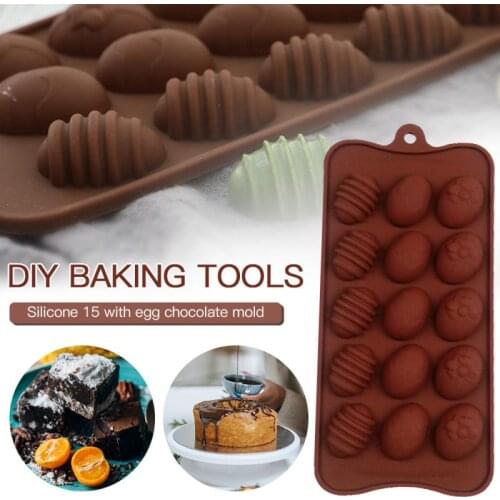 15 Holes Easter Eggs Silicone Chocolate Mold Soap Form Candy Bar Cake Decorating Moulds 3D Fondant Molds Kitchen Cake Accessorie