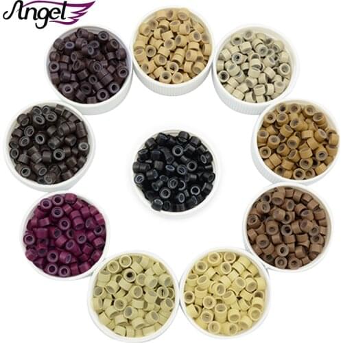Free shipping 500pcs 5.0*3.0*3.0mm Silicone lined Micro Beads Hair Extension Tubes microrings tube beads aluminium hole 10colors
