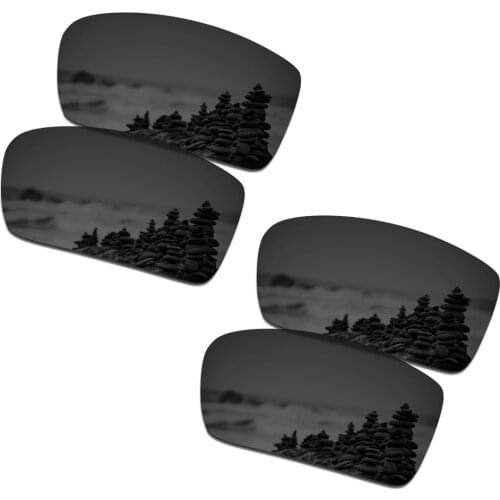 SmartVLT 2 Pairs Polarized Sunglasses Replacement Lenses for Oakley Gascan Stealth Black and Stealth Black