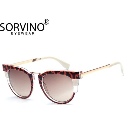 SORVINO Retro Luxury Cat Eye Sunglasses Women Summer 2020 Shades Brand Designer Fashion Big 90s Brown Gold Sun Glasses P422