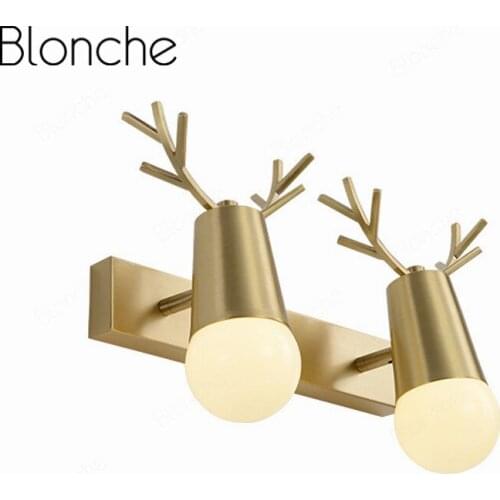 Modern Gold Antlers Wall Lamp 180°Rotatable Wall Sconces for Bedroom Bathroom Mirror Light Nordic Style Led Wall Lights Fixtures