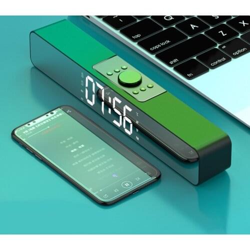 LED Soundbar TV Bluetooth Speakers Home Theater Sound Bar FM Radio Alarm Clock Wireless Subwoofer AUX USB For PC TV Computer