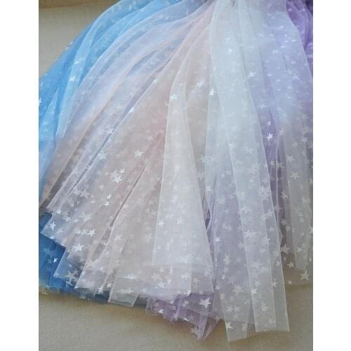 Tulle fabric with stars | dust blue beige lavender